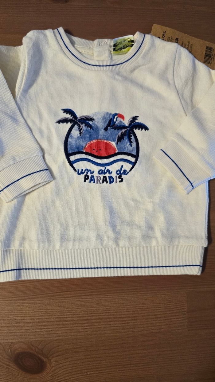 NEUFS (NON PORTÉS)🏷💙😍 superbe teeshirt ml et sweat 6mois garçon 🏷💙 - photo numéro 2