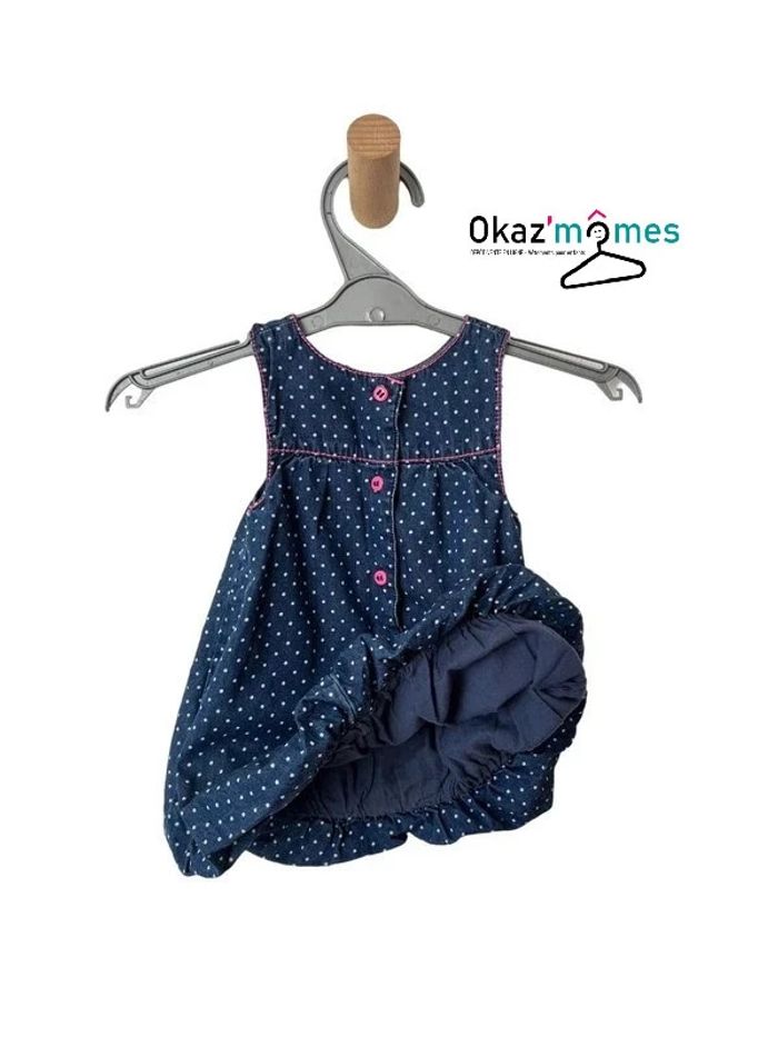 Robe d’été bleue (denim) à pois - Orchestra 3 mois (60cm) - photo numéro 3