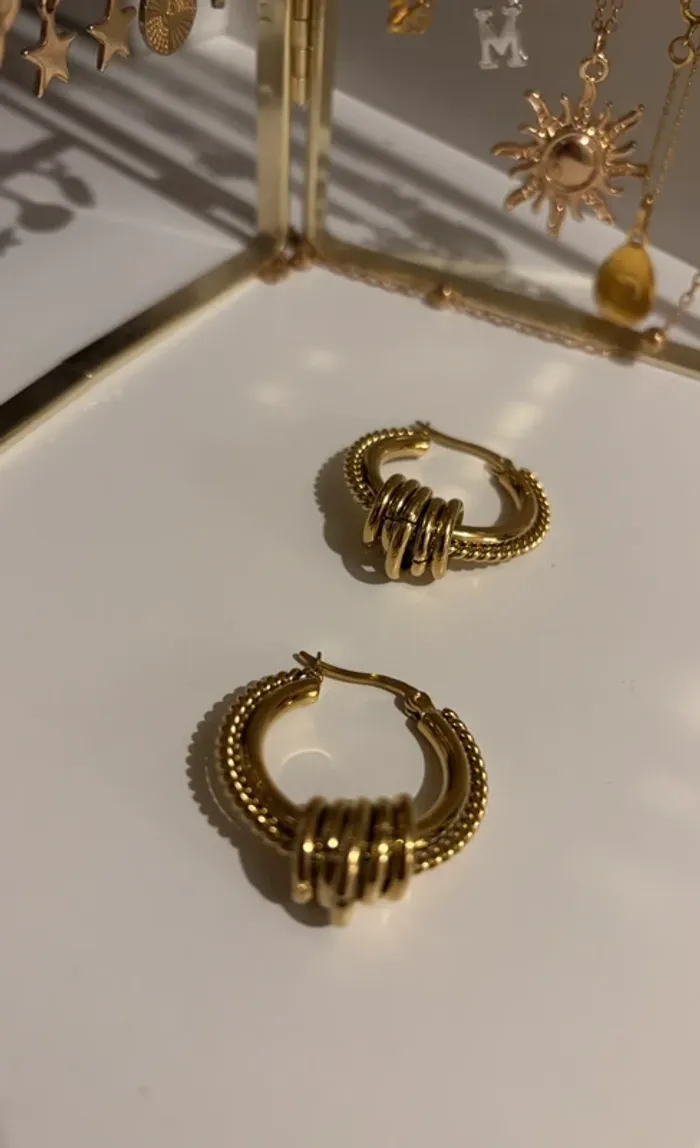 Boucles d’oreilles dorées en acier inoxydable - photo numéro 5