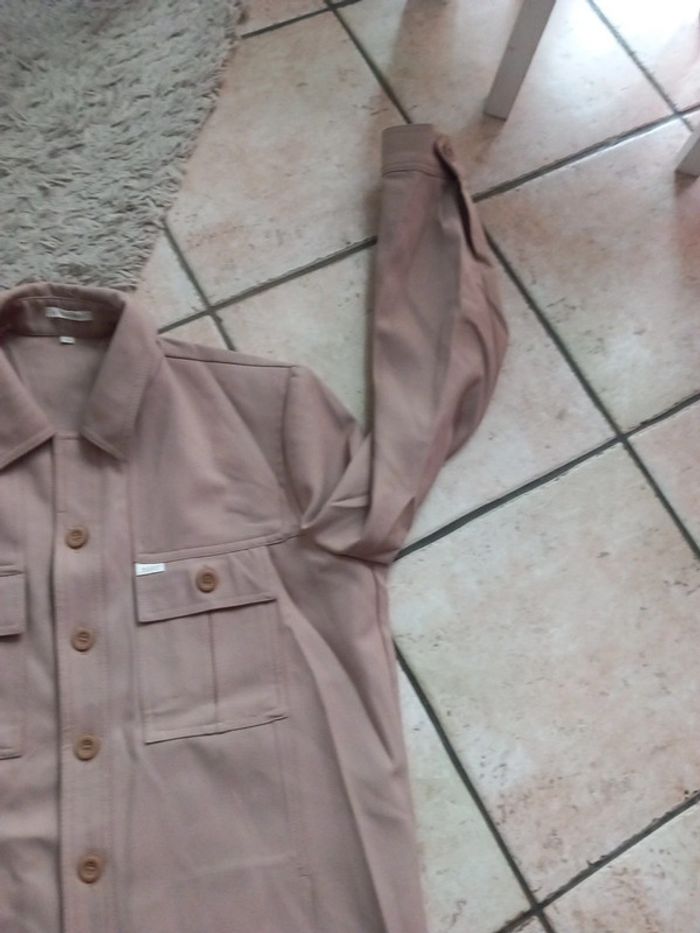 🚪veste surchemise polyester T42 beige - photo numéro 3