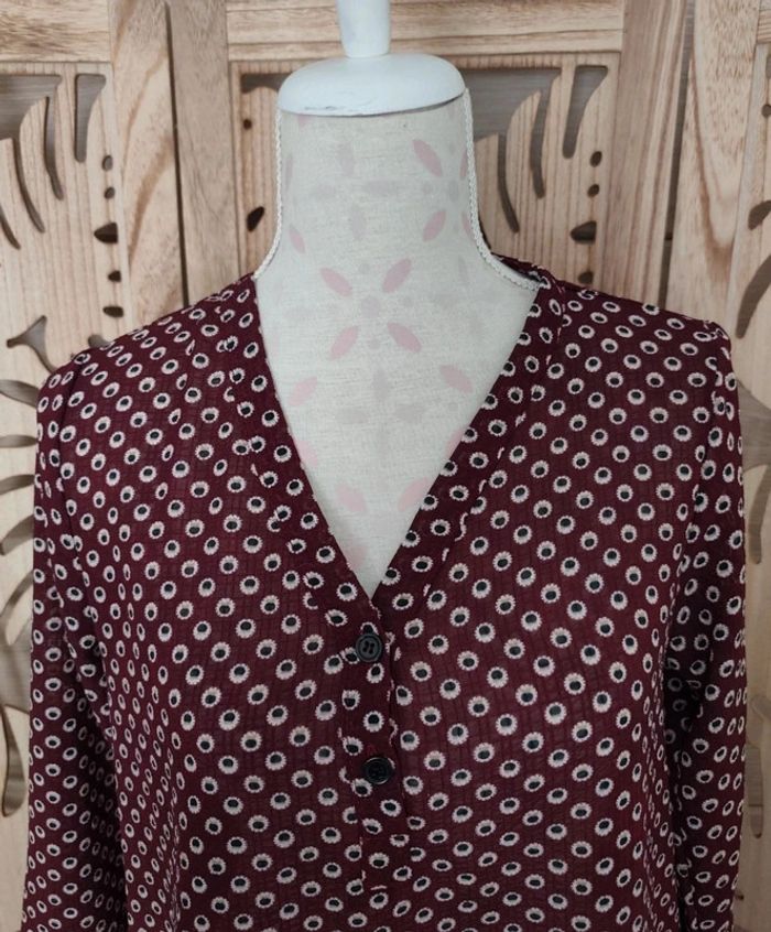 Blouse fluide bordeaux imprimé cercles - Manches 3/4 Actuelle - photo numéro 4