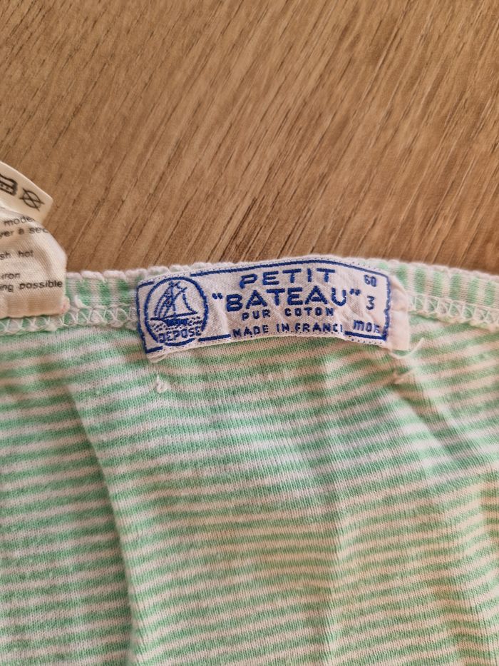 Petit Bateau - T-shirt Cache-cœur Coton Vert Pâle Rayé - 3 Mois - photo numéro 3