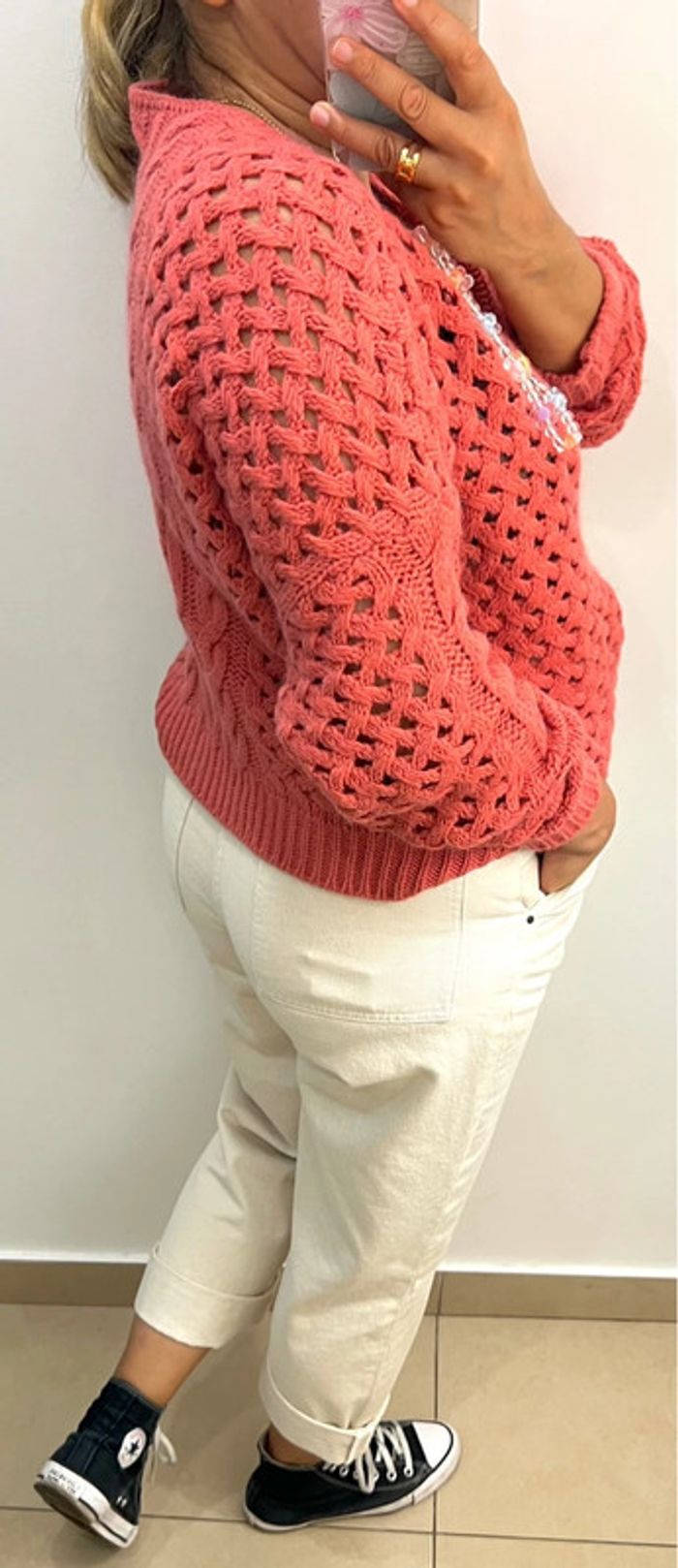 Pull Torsadée Maille Ajourée Taille Unique - photo numéro 7
