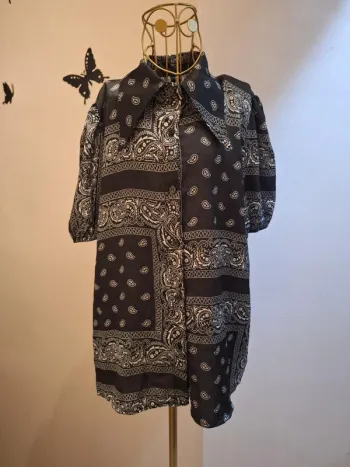 Chemise noire & imprimé bandana - Made in italy