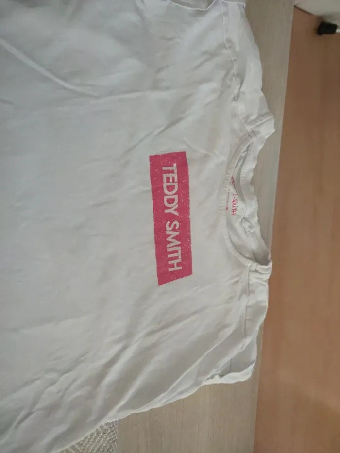Tee-shirt blanc rose teddy smith 12 ans - photo numéro 2