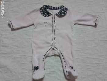 Sauthon pyjama velours rose col fleurs 1 mois