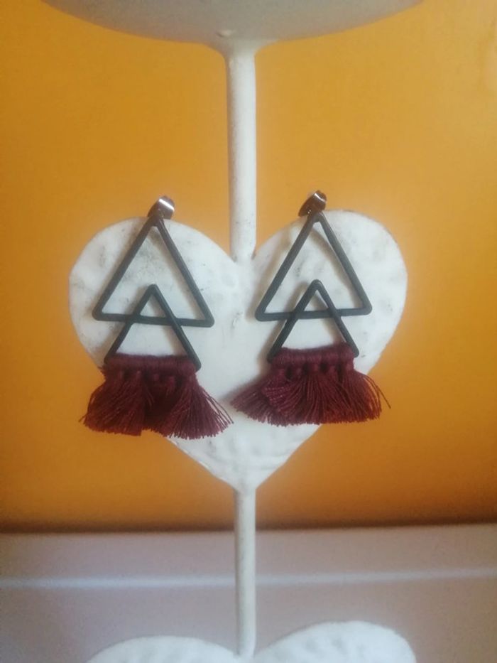 🌸Boucles d'oreilles multi triangles acier noir "Tendance Acier" Neuves 🌸 - photo numéro 2