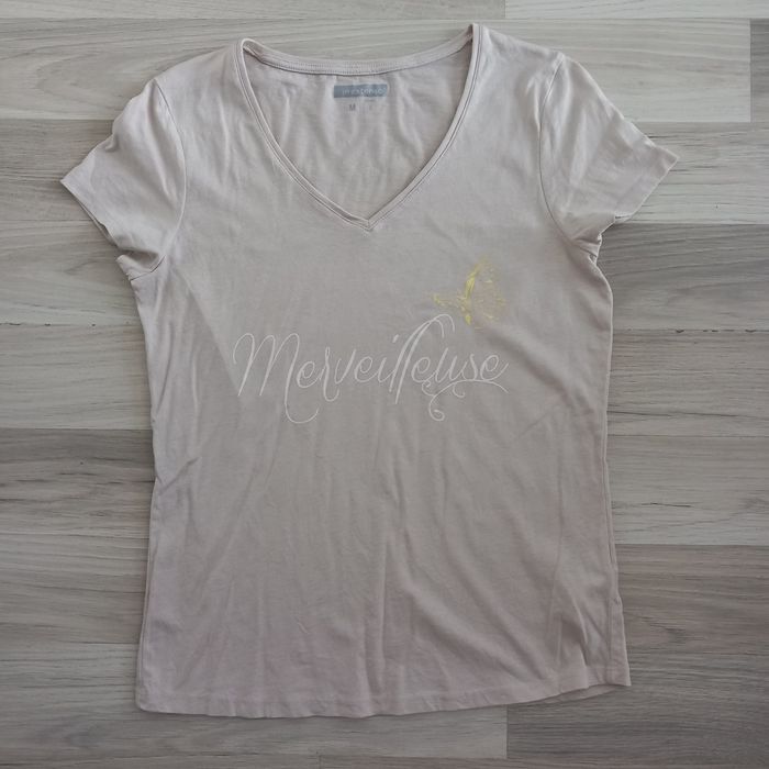 T-shirt femme avec col en V imprimé Inextenso taille M