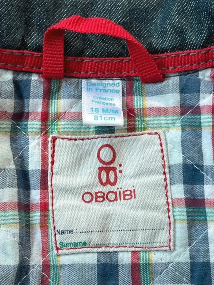 Très belle veste en jean intérieur molletonné taille 18 mois Obaibi - photo numéro 5