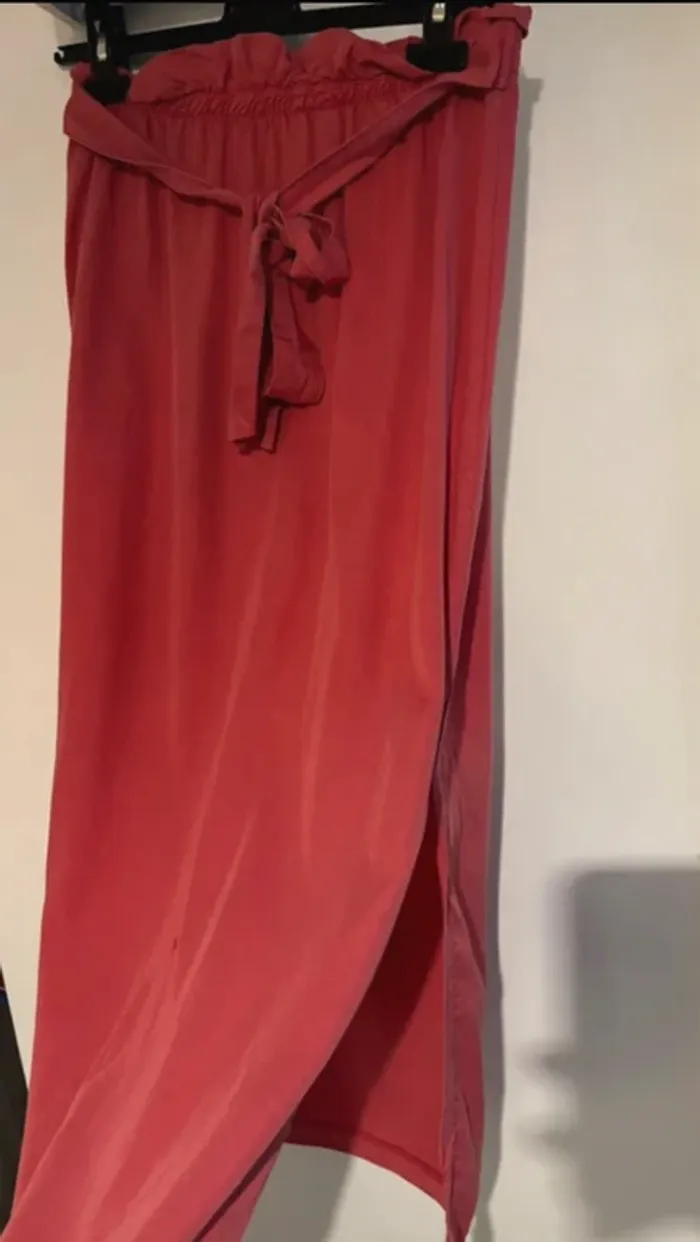 Jupe longue rose fendue à taille élastique – taille unique - photo numéro 7