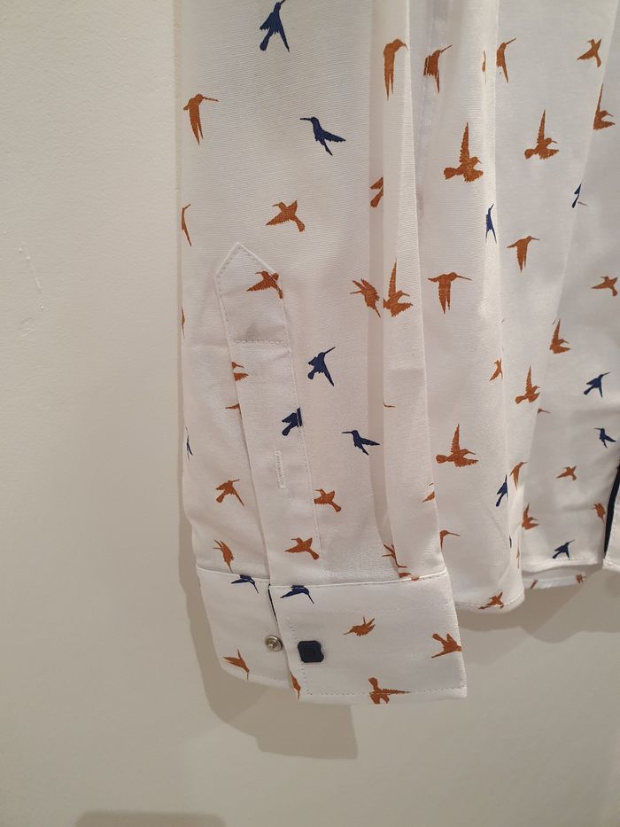 Chemise Anvers blanc/oiseaux Taille S (taille petit) - photo numéro 3
