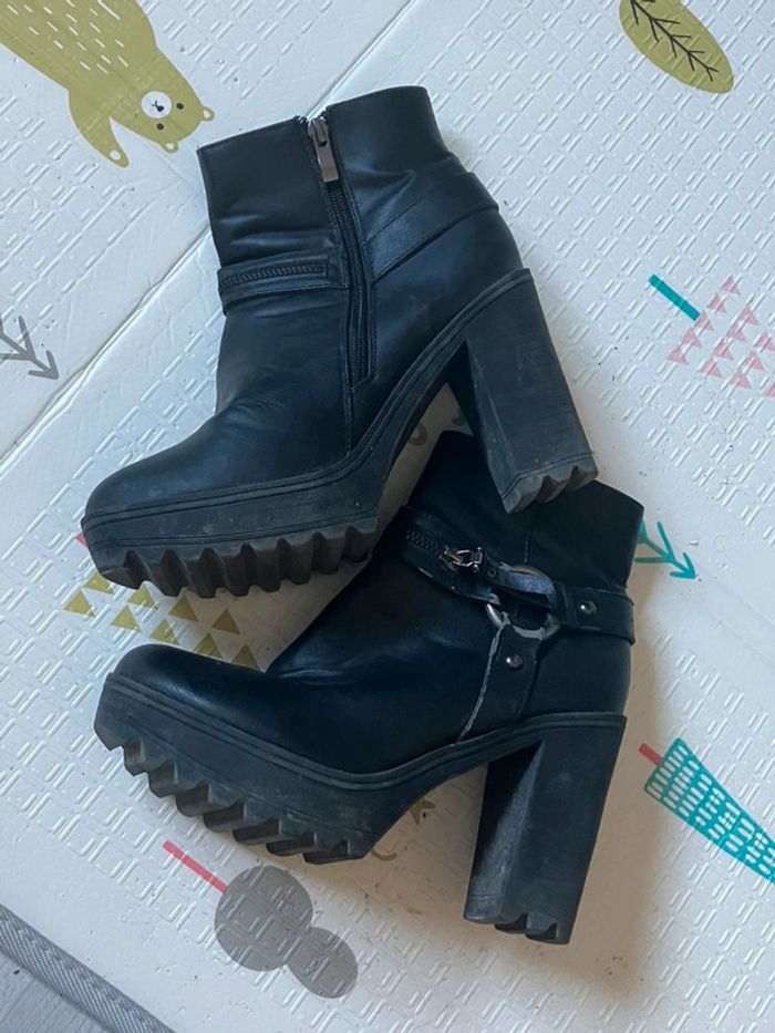 Bottines talons épais style rock chunky 40