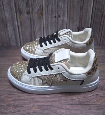 Baskets Femme Or & Léopard - Style Étoile Pailletée - Neuves Taille 41