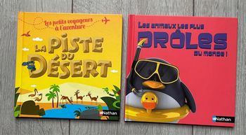Lot de 2 livres pour enfants Nathan « La piste du désert » et « les animaux les plus drôles du monde