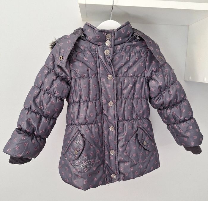 Manteau hiver taille 24 Mois gris à pois violet