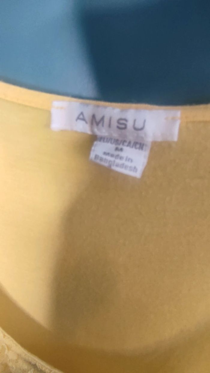 Débardeur Amisu jaune en dentelle, Taille M - photo numéro 3