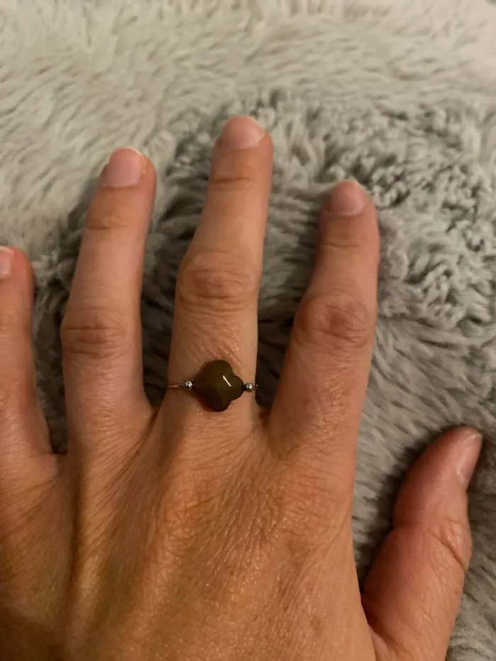 Bague trèfle facetté marron - taille 56 - photo numéro 2