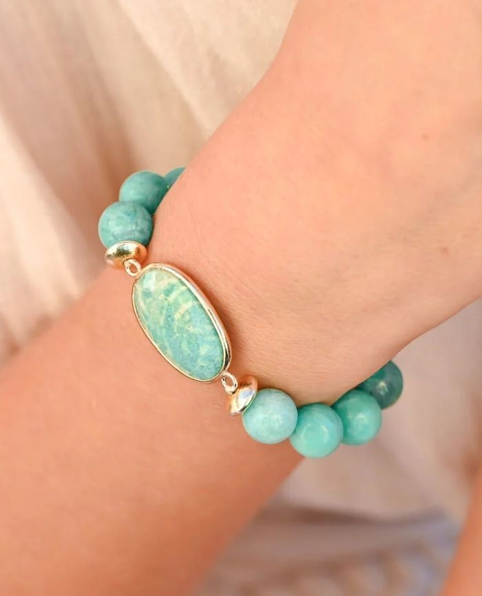 Bracelet en pierre minérale Amazonite - photo numéro 3