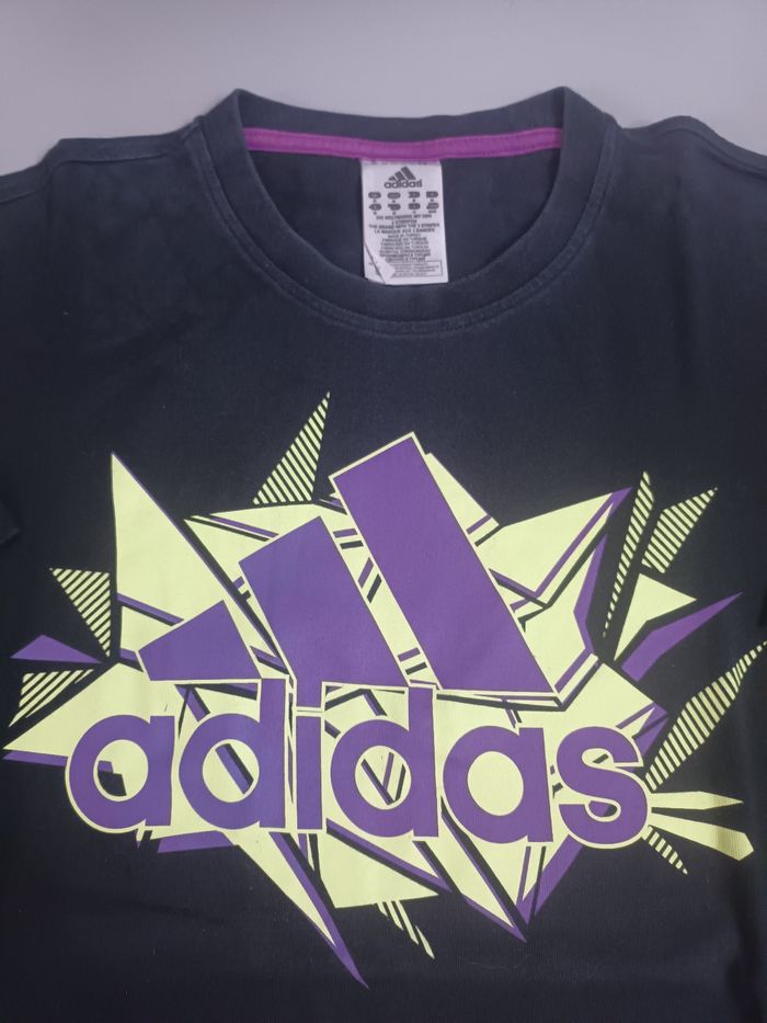 Tee-shirt vintage adidas noir avec super flocages taille M - photo numéro 2