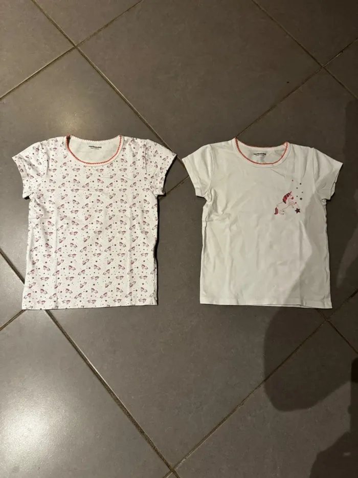 Lot de 2 T shirt manches courtes / Maillots de corps - Vertbaudet - Blanc - 6 ans