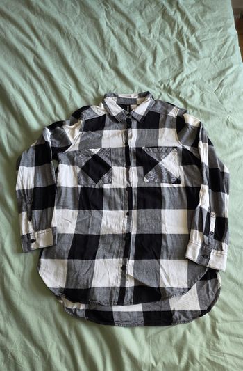 ​H&M Divided Chemise Carreaux Noir Blanc Coton T.36 Très bon
