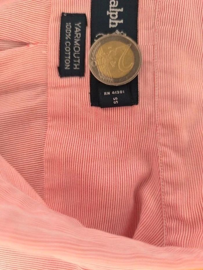 Chemise à rayures - Ralph Lauren - Yarmouth - Logo brodé bleu - Blanc, rose - Taille L - photo numéro 9