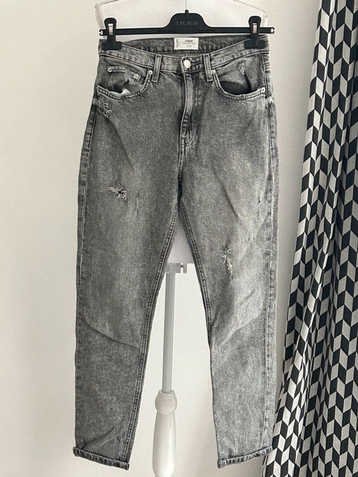 Jean Gris Taille Haute Tally Weijl - Taille 36 - Détails Troués