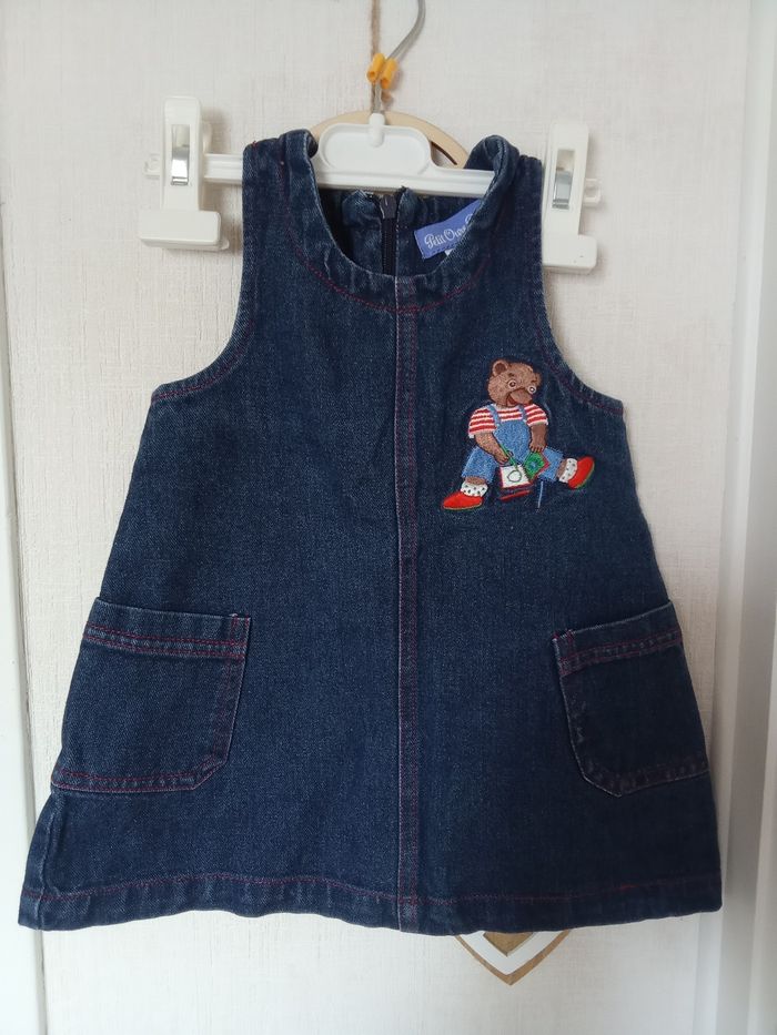 Robe en jean vintage petit ours brun 12 mois