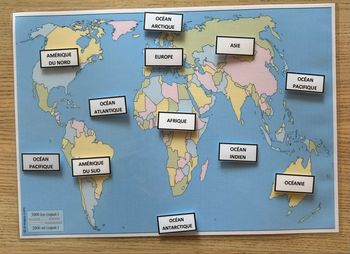 Fiche Montessori : Les continents et les océans