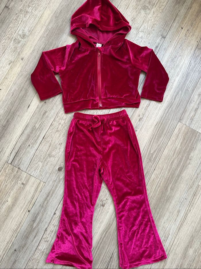 Ensemble pantalon veste courte velours rouge 4 ans - photo numéro 4