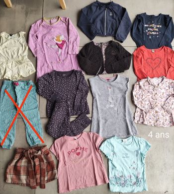 Lot 12 vêtements fille taille 4 ans tee-shirt gilet ect