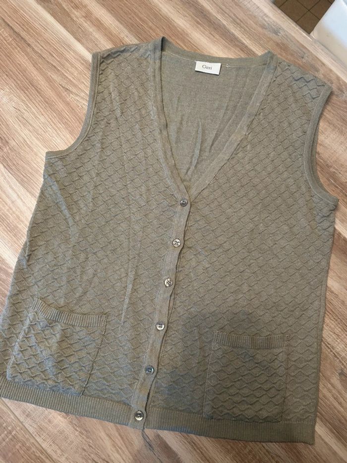 Gilet sans manches femme couleur taupe - photo numéro 2