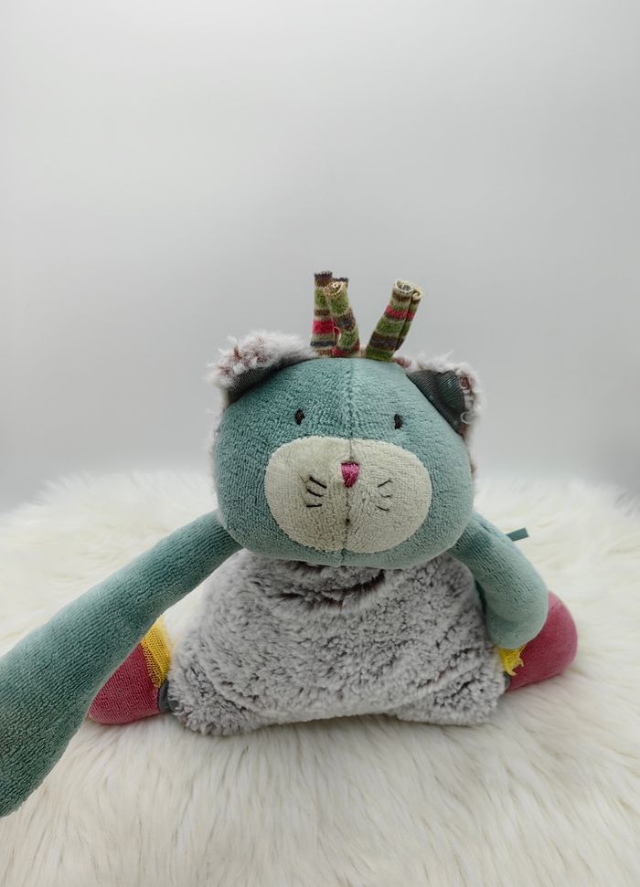 Doudou Chat musical Les Pachats gris vert Moulin Roty - photo numéro 2