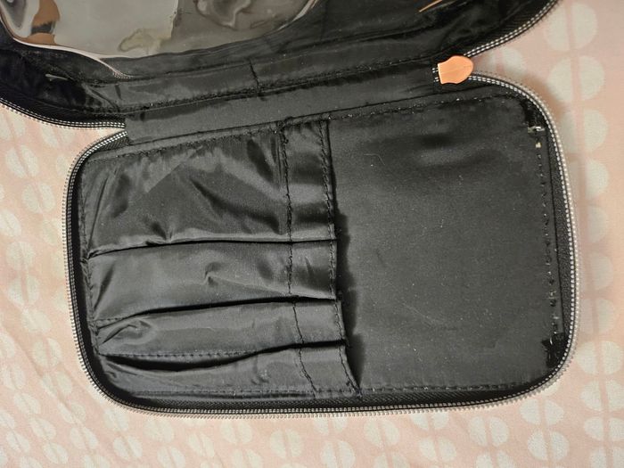 Jolie trousse à maquillage et pinceaux à paillettes couleur bronze - photo numéro 4