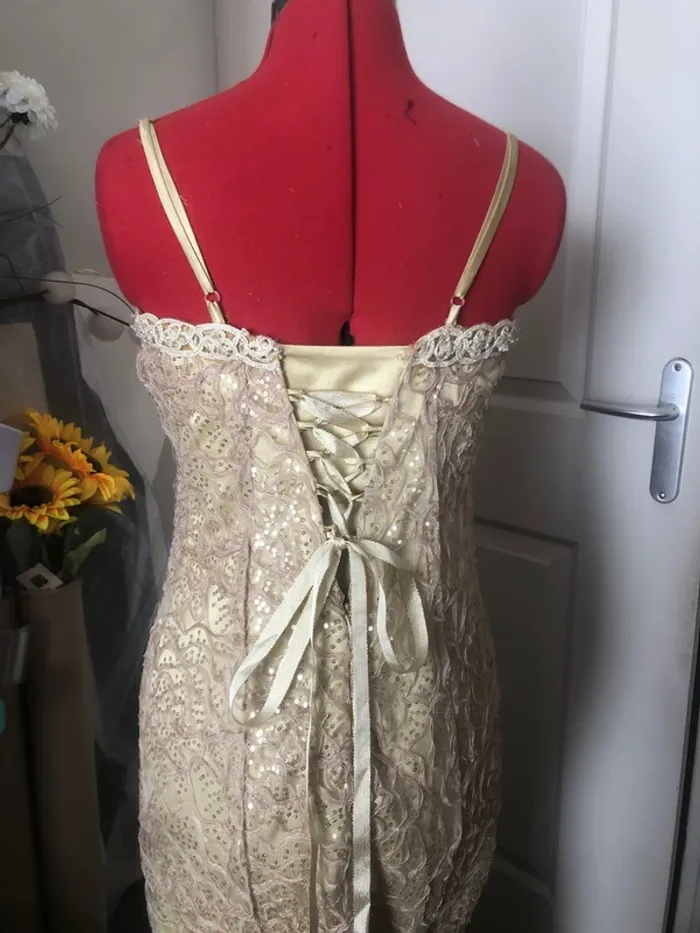 Robe de soirée couleur champagne crème T40 femme 👗 - photo numéro 9