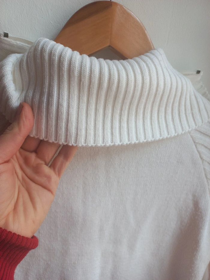 Beau pull blanc a col mi saison M - photo numéro 4