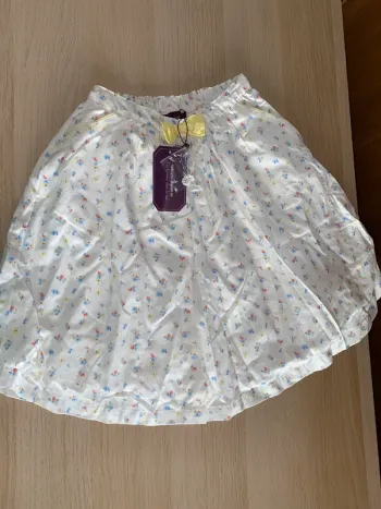 Jupe fille sergent major 7 ans blanche fleurs fleurie neuve