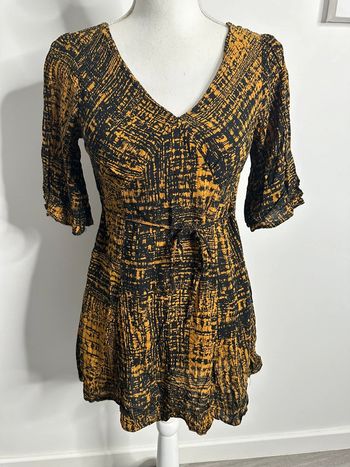 Tunique bariolée jaune moutarde et noire T38 M