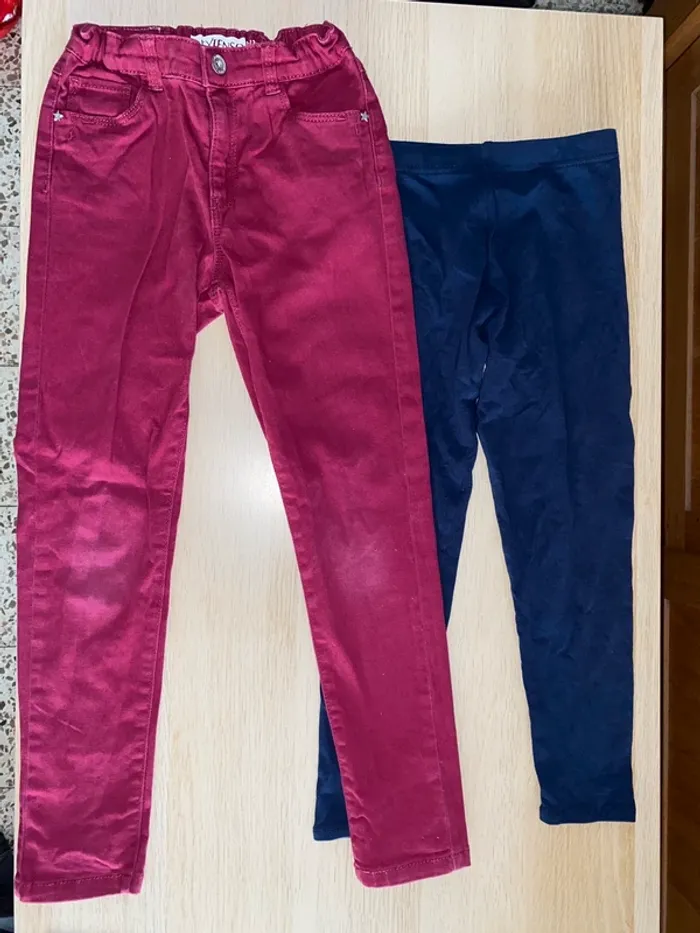 Pantalon jean slim étoile bordeaux in extenso 7 Pantacourt ans legging bleu - photo numéro 2