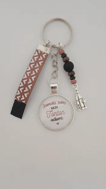 Cadeau tonton, porte clé message " jamais sans mon tonton adoré"