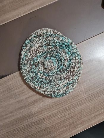 Béret chapeau hiver vert - fait main laine