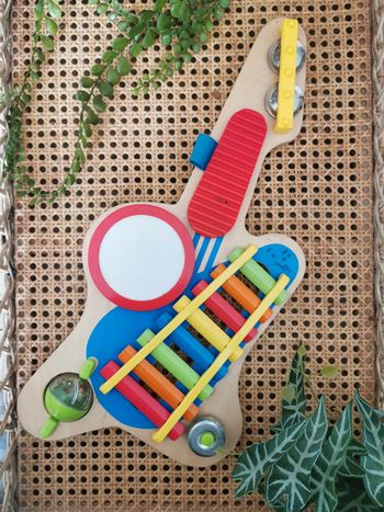🌺Grande Guitare bois musique activité jouet enfant xylophone tambour cymbal
