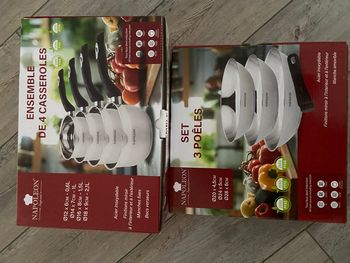Lot de 3 poêle et lot de 4 casseroles inox Napoleon neuf