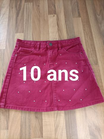 Jupe jean bordeau à strass Kiabi 10 ans