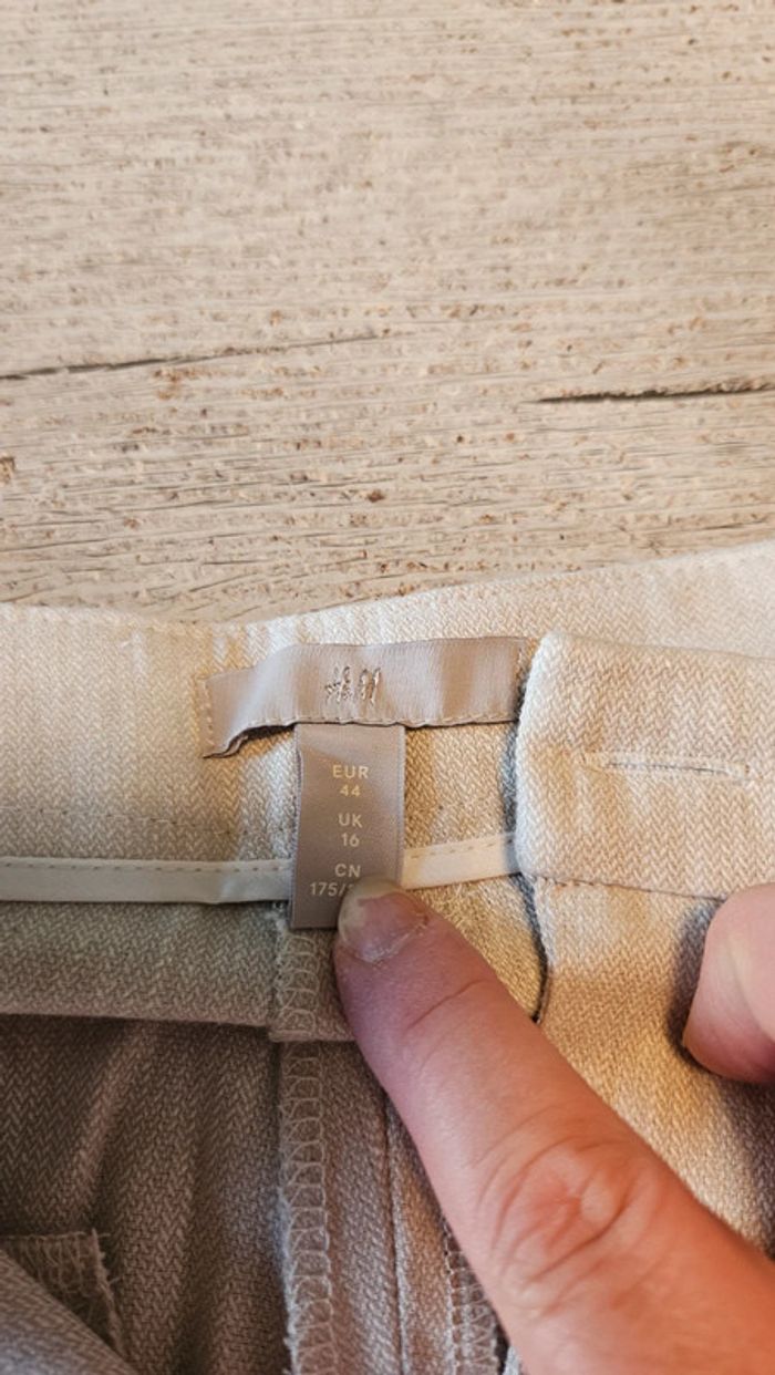 Pantalon claissique beige en lin et viscose, H&M, 44, neuf avec etiquette - photo numéro 5