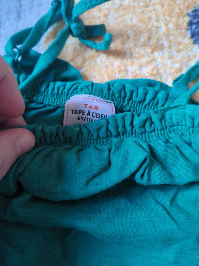 Débardeur volants vert canard tao 6 ans - photo numéro 2