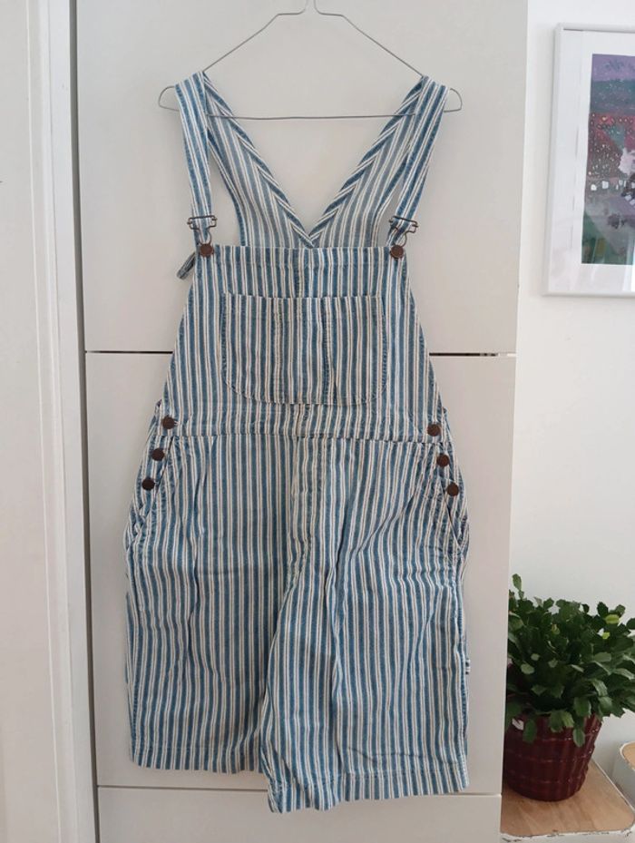 Salopette vintage courte à rayures - photo numéro 3