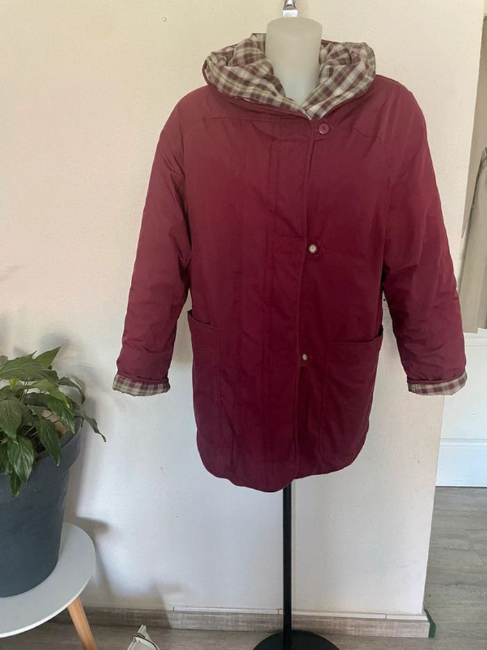 Manteau prune matelassé à capuche - photo numéro 3