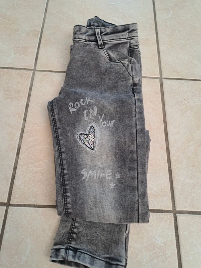 Jean taille ajustable gris chiné 10 ans 👧 Orchestra en TBE