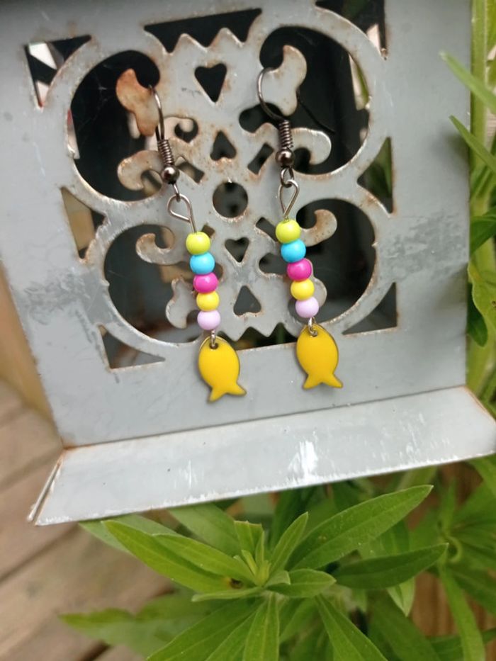 Boucles d'oreilles poissons jaunes - photo numéro 2